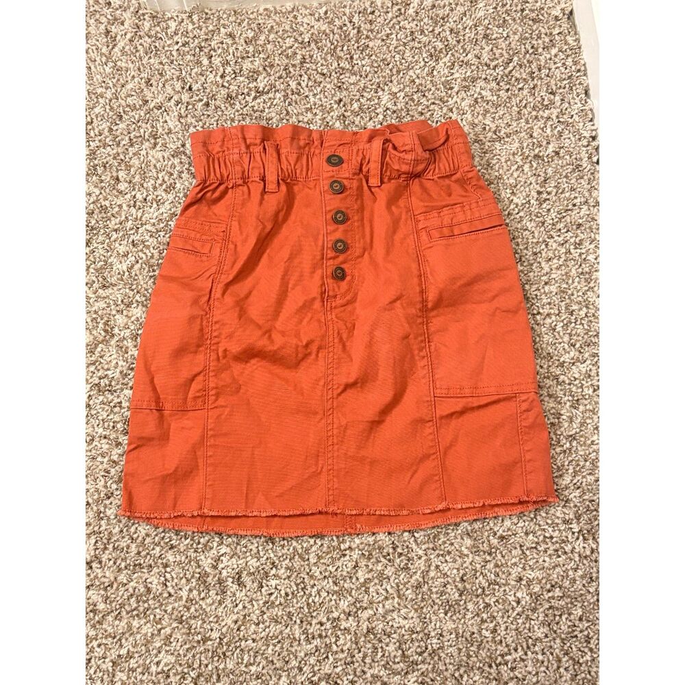 Orange Cargo Mini Skirt